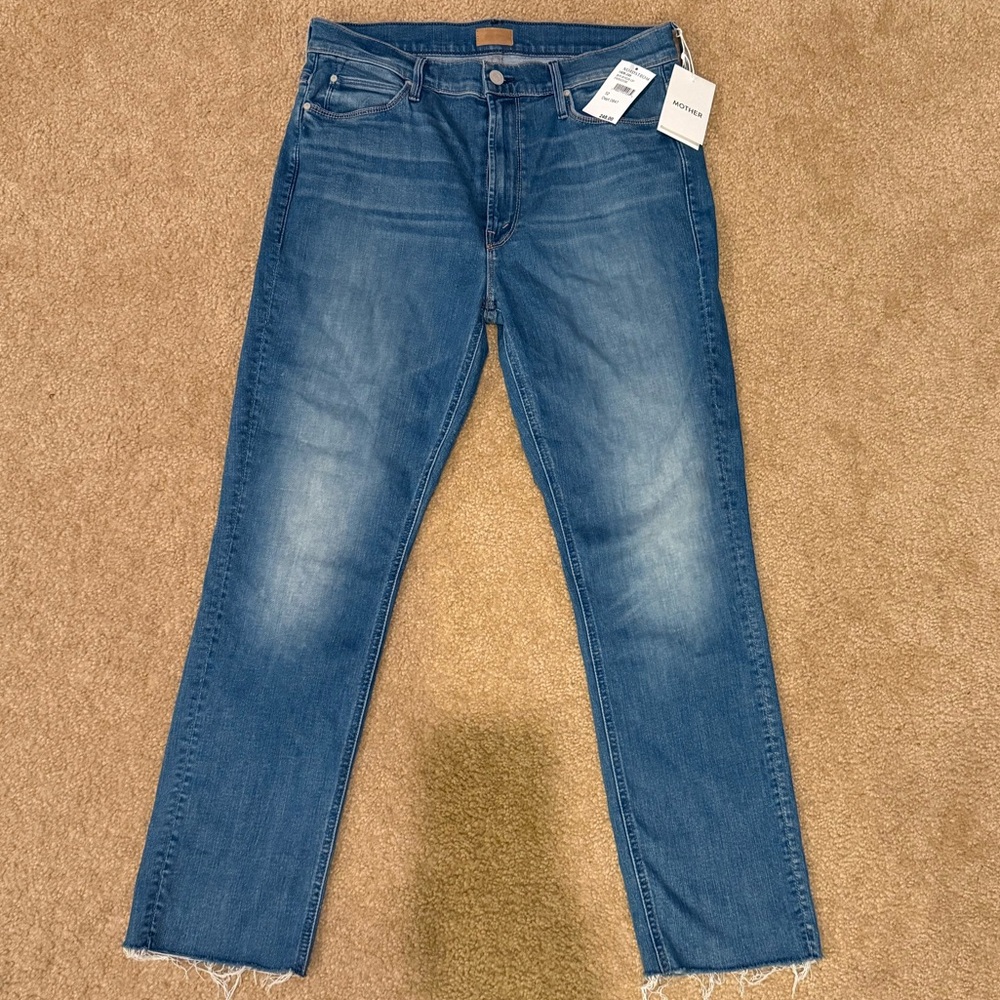 MOTHER Ankle Cropped Jeans in Classic Blue